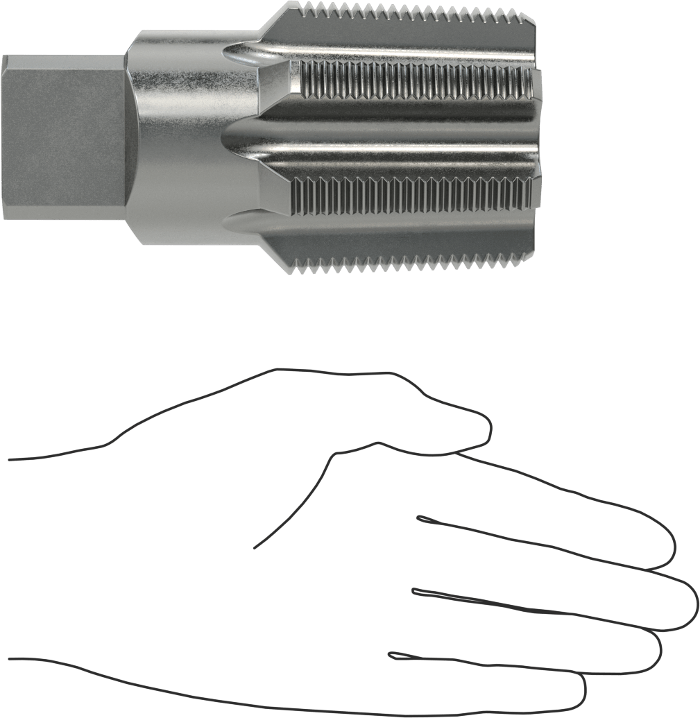 Kaplamasız Yüksek Hızlı Çelik Boru ve Kanal Tapası, Yüksek Hızlı Çelik, Alt Pah, 2-1/2 NPT, 5-1/2" Toplam Uzunluk