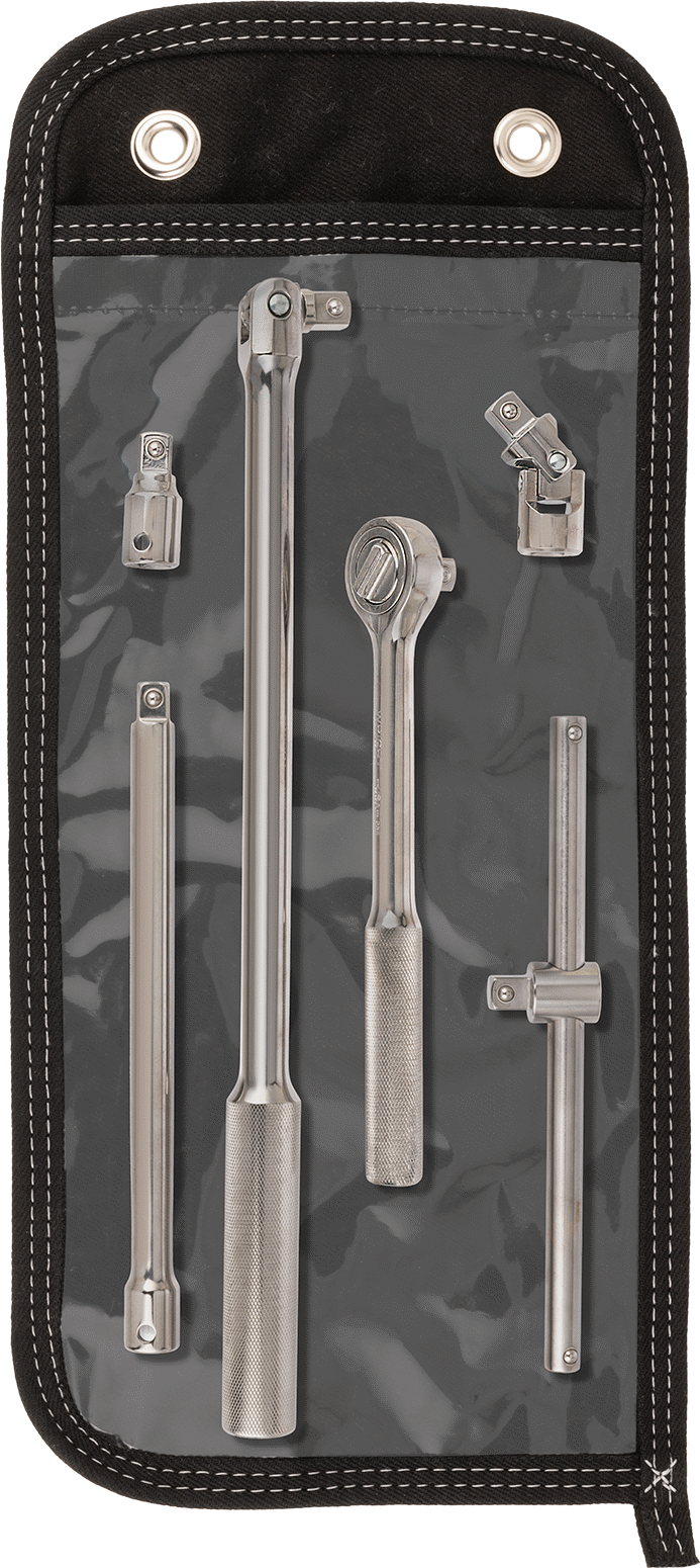 6 Parça 1/2" Kare Tırnaklı Cırcır Anahtarı ve Adaptör Seti — Set, Torba, 6