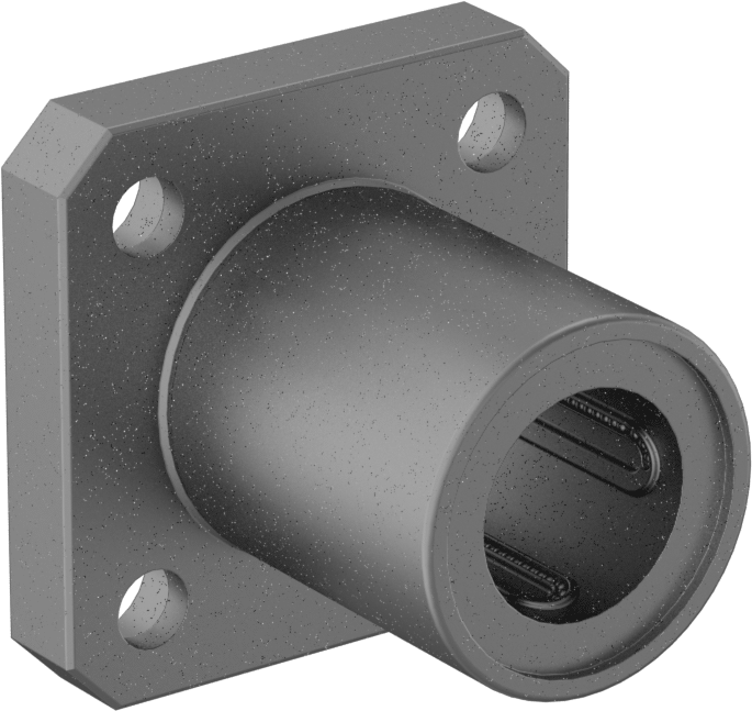 Flanş Montajlı Bilyalı Lineer Rulman, Kare Muhafazalı, 1/2" Mil Çapı, 1-1/4" x 1-3/8" x 1-3/8"
