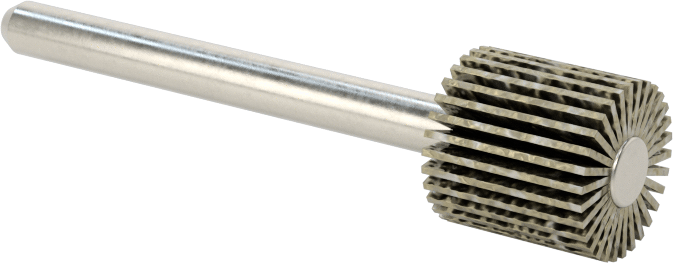 Lamelli Zımpara Çarkı, Saplı, Pürüzlü Yüzey için, 60 Kum, 3/8" Çap, 3/8" Genişlik