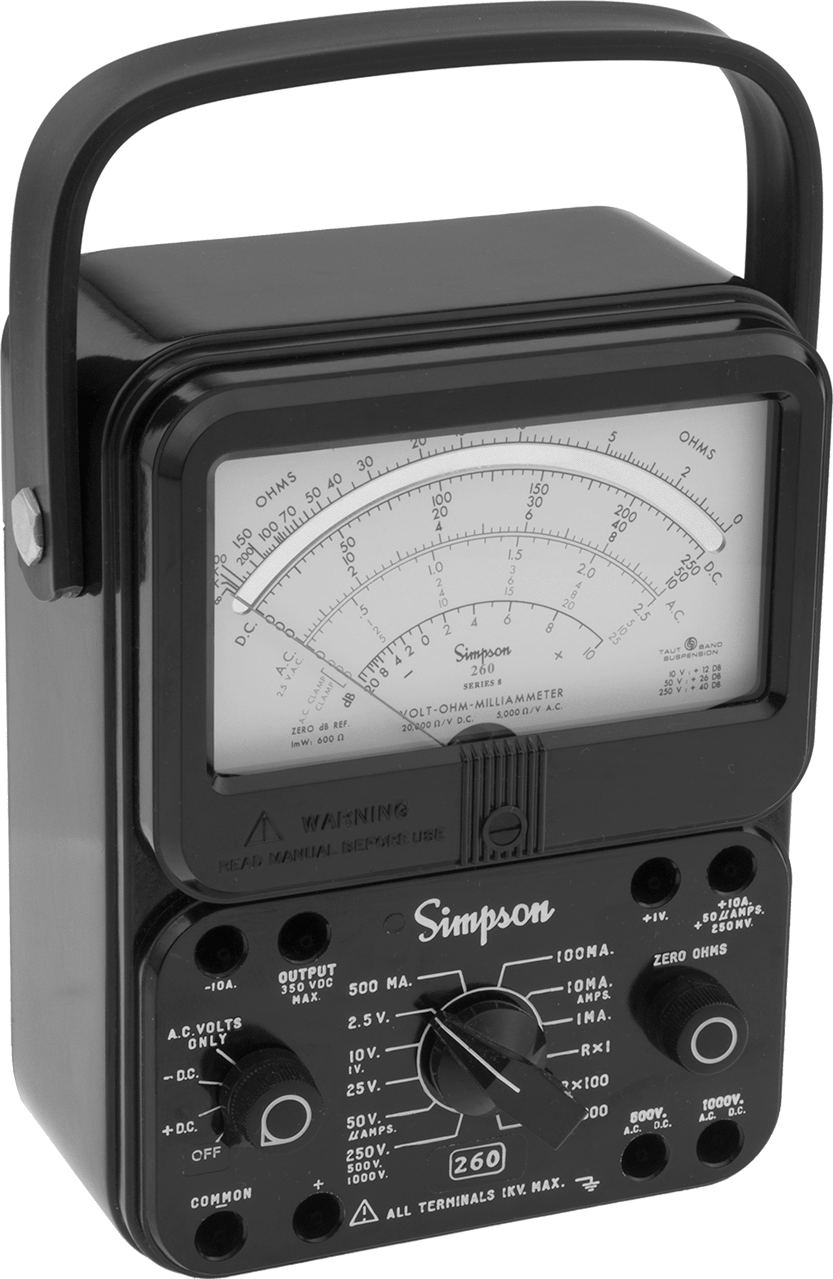Simpson Analog Multimetre, 4.800" Diyagonal Elek ile — Simpson, Analog, Numaralı Ölçer, Üç Renkli Ölçek