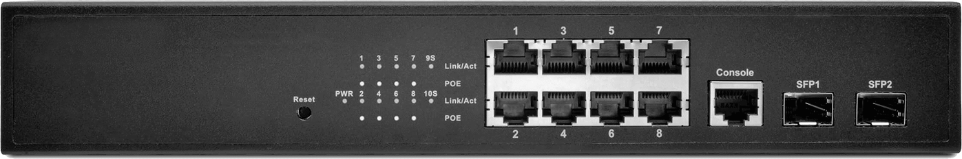 Cihaz Öncelikli Raf Montajlı Ethernet Anahtarı, Ethernet Üzerinden Güçlü, 8 Soket