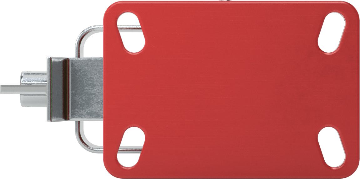 6-1/2" x 4-1/2" Plakalı Yüksek Kapasiteli Kingston Tekerlek, Frenli ve 5 inç Çapında Yeşil Poliüretan Tekerlekli Sabit