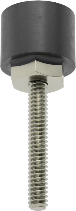 Güçlendirilmiş Dişli Tampon, Çelik Çekirdek, Poliüretan, 1-1/4" Uzunlukta 10-24 Saplama, Durometre 80A