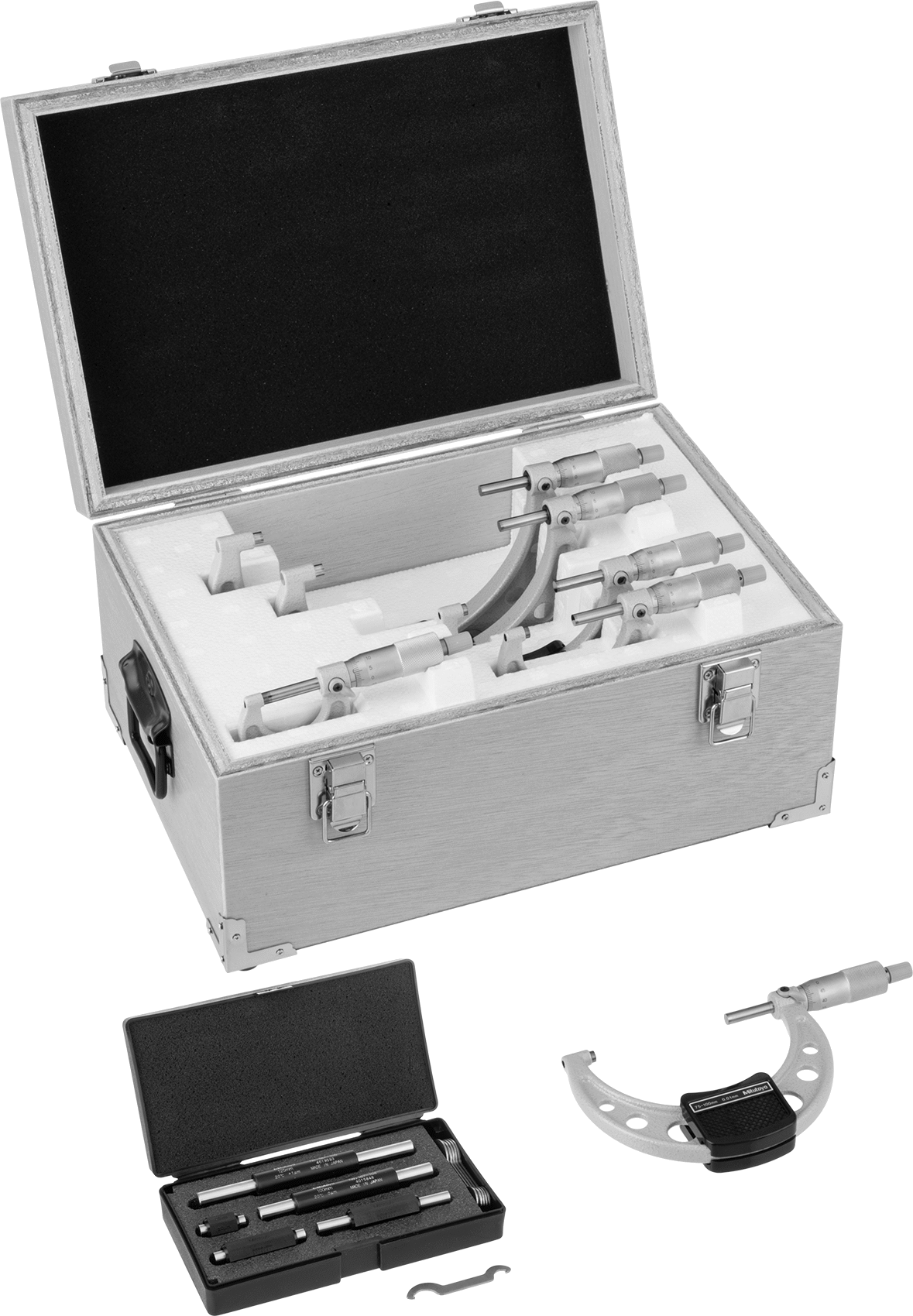 Mitutoyo Dış Mikrometre, Metrik Ölçüler, 6 Parça Set, Model 103-913-50 — Ölçek, Düz, 6