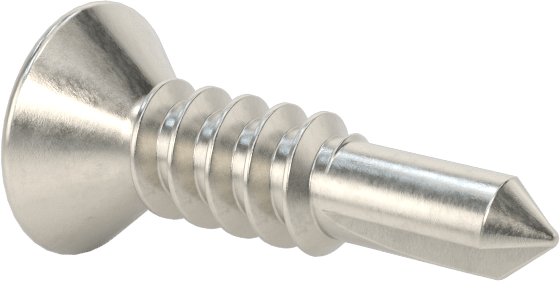 18-8 Paslanmaz Çelik Metal için Oval Başlı Delme Vidaları, 10 Numaralı Vida Boyutu, 3/4" Uzunluk