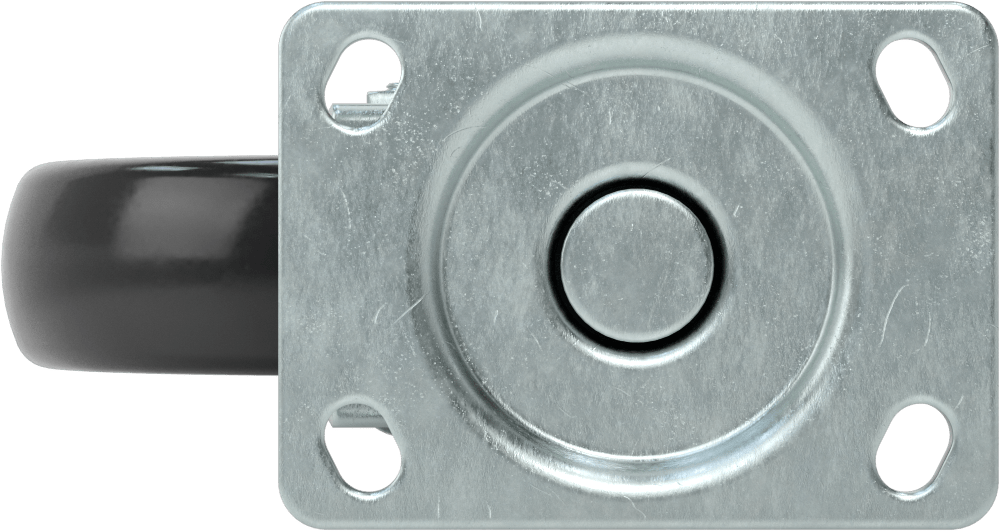 3-3/4" x 2-3/4" Plakalı Statik Kontrol Tekerlek, 5 inç x 1-1/4 inç Siyah Çekirdek Üzerine Baskılı Kauçuk Tekerlekli Döner Tekerlek