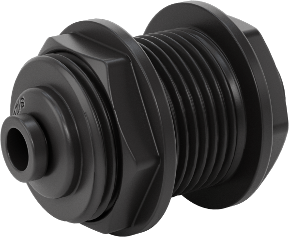 Kimyasallar için Bas-Bağlan Boru Bağlantı Parçası, PVDF Duvar Geçişli Redüktör, 3/8" x 1/4" Dış Çaplı Boru için