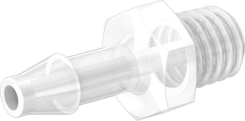 Kimyasallarla Kullanım için Tırnaklı Bağlantı Parçası, 3/32" Boru İç Çapı x 10-32 Dişli Erkek Boru için Adaptör