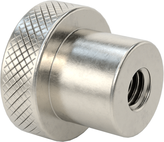 303 Paslanmaz Çelik Tırtıllı Düğme, M6 x 1 mm Dişli Delikli, 19 mm Baş Çapı