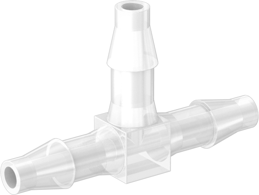 Gıda ve İçecek için Plastik Tırnaklı Boru Bağlantı Elemanı, T Konektörü, 5/32" Boru İç Çapı için — 5⁄32", Plastic, Polypropylene, Polyure…