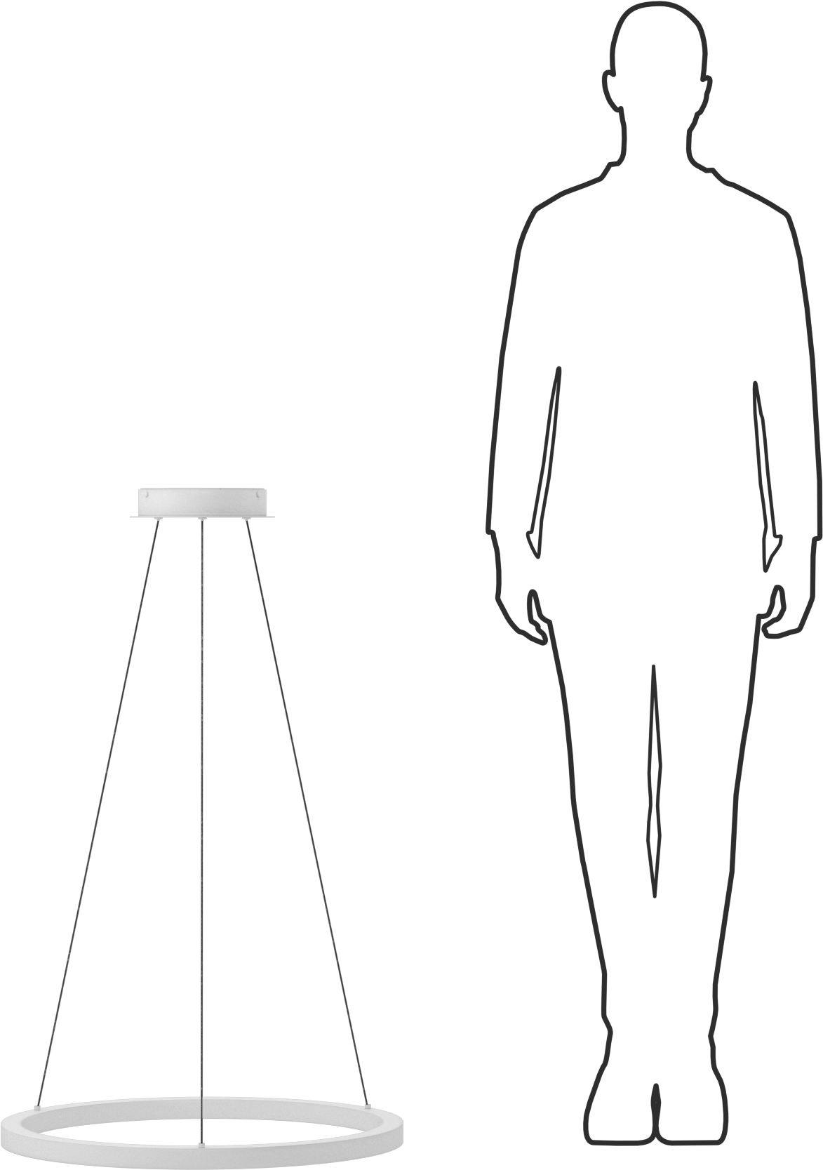 Dekoratif Tavan Işığı, Mat Beyaz Gövde, Askı, 24" Çap x 1-1/4" Yükseklik