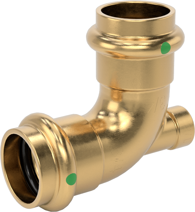Bakır Boru için Presle Bağlanan Bağlantı Parçası, Dik Açı T, 3/4 Boru Boyutu Dişi x 1/8 NPT Dişi — 3/4, T-Parçası, Bronz