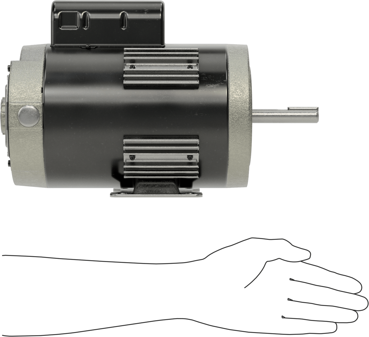 Doğrudan Tahrikli Fan Motoru, 3-1/4" Uzunlukta Kamalı Mil, NEMA P56Cz, 850 rpm