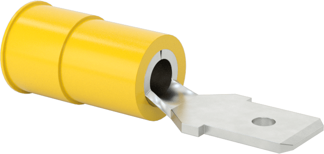 Manşon Yalıtımlı Faston Terminaller, Tek Sıkma, Erkek, 12-10 AWG, 0.250 inç x 0.032 inç Tırnak