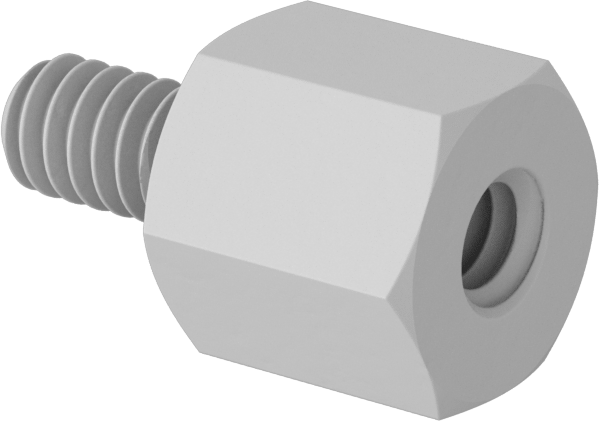 Erkek-Dişi Dişli Altıgen Ara Parça, Naylon 6/6, 3/16" Altıgen Boyut, 3/16" Uzunluk, 2-56 ila 2-56 Boyutlu Diş