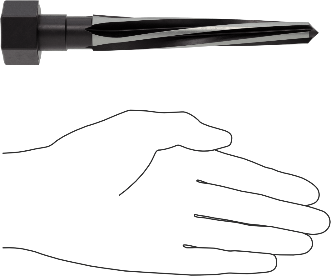 Delik Hizalama için Altıgen Şaftlı Rayba, 5" Uzunluğunda Heliks Yiv, 0.8125" x 0.4688" Rayba Çapı