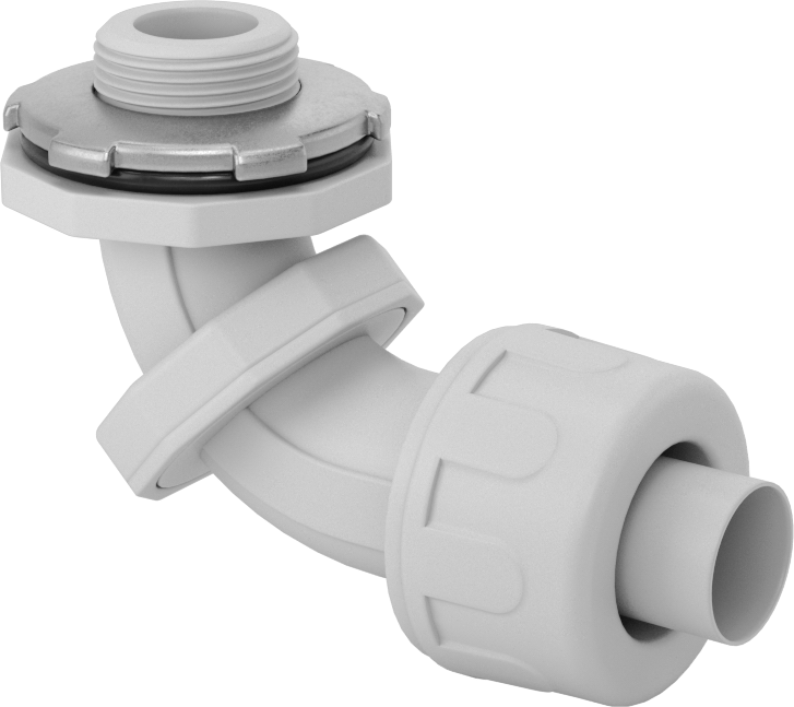 Sıvı Geçirmez Esnek Plastik Kanal Adaptörü, Ayarlanabilir Açılı Dirsek, 1/2 Geçmeli Dişi x 1/2 NPT Erkek — 1⁄2, Ayarlanabilir Açılı Dirse…