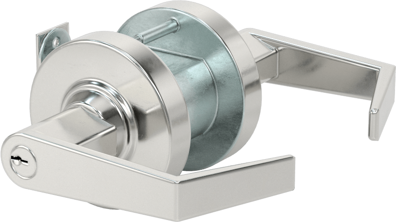 Schlage Alx Kapı Kolu, C Yiv, Kendinden Kilitlenen, 2-3/8" Boğaz Mesafesi, Krom