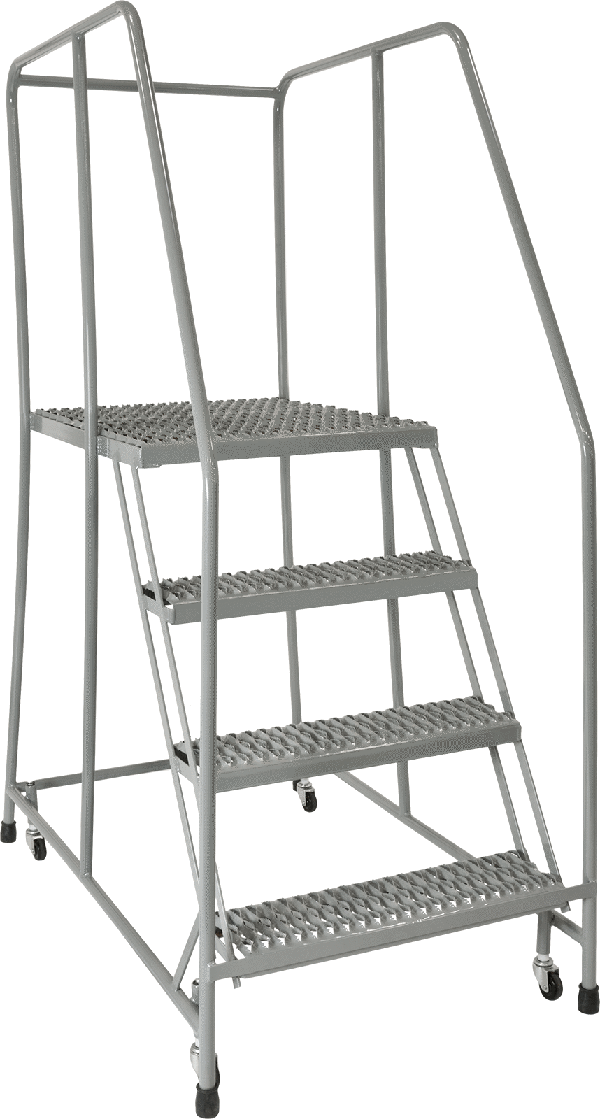 Çelik Yuvarlanan Platform Merdiveni, 4 adet tırtıklı basamaklı, 5'10" Yükseklik x 30" Genişlik x 51" Toplam Derinlik — 40", 4, 24"