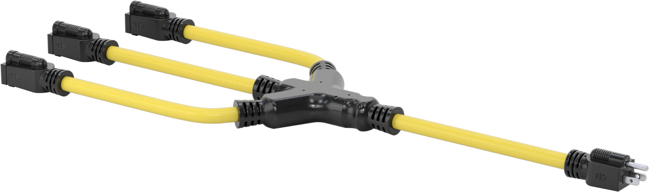 Elektrik Kablosu Adaptörü, 3 Çıkışlı, NEMA 5-15 Fiş x NEMA 5-15 Priz, 2 ft Uzunluk