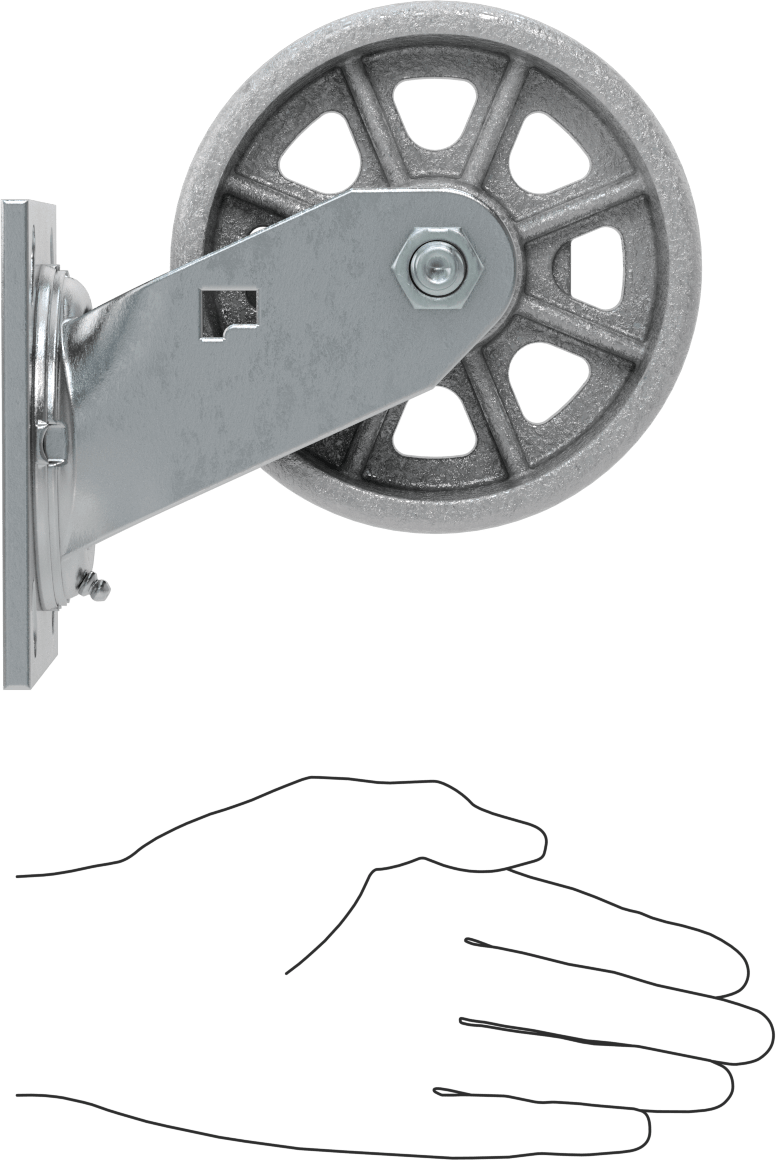 4-1/2" x 4" Plakalı Yüksek Kapasiteli Spartan Tekerlek, 5" Çaplı Korumalı Rulmanlı Metal Tekerlekli Döner Tekerlek