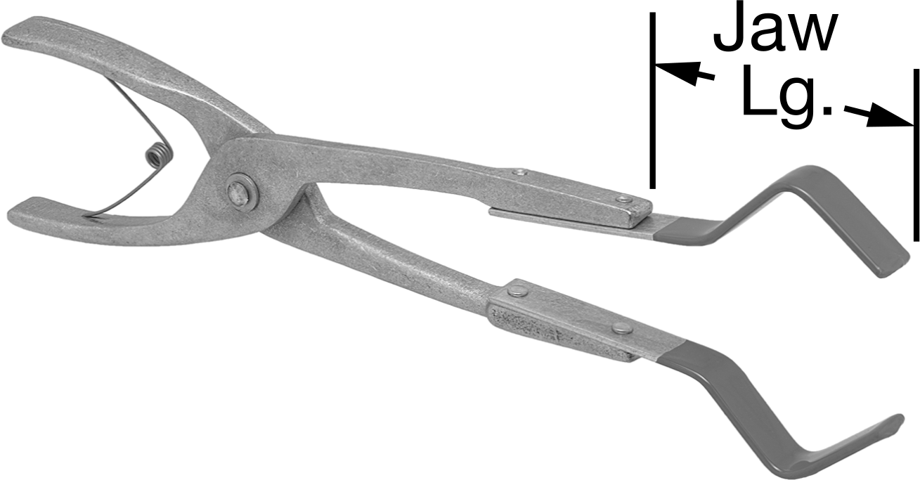 Cam Eşya Maşası, Vinil Kaplı Kavisli Çene, 13-1/4" Toplam Uzunluk — Kavisli, Alüminyum, 13 1⁄4"