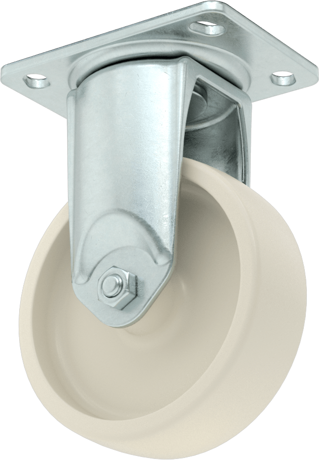 3-3/4" x 2-3/4" Plakalı Parlak Yüzeyli Tekerlek, 4" Çapında Naylon Tekerlekli Sert — 5 1⁄2", Levha, 4"