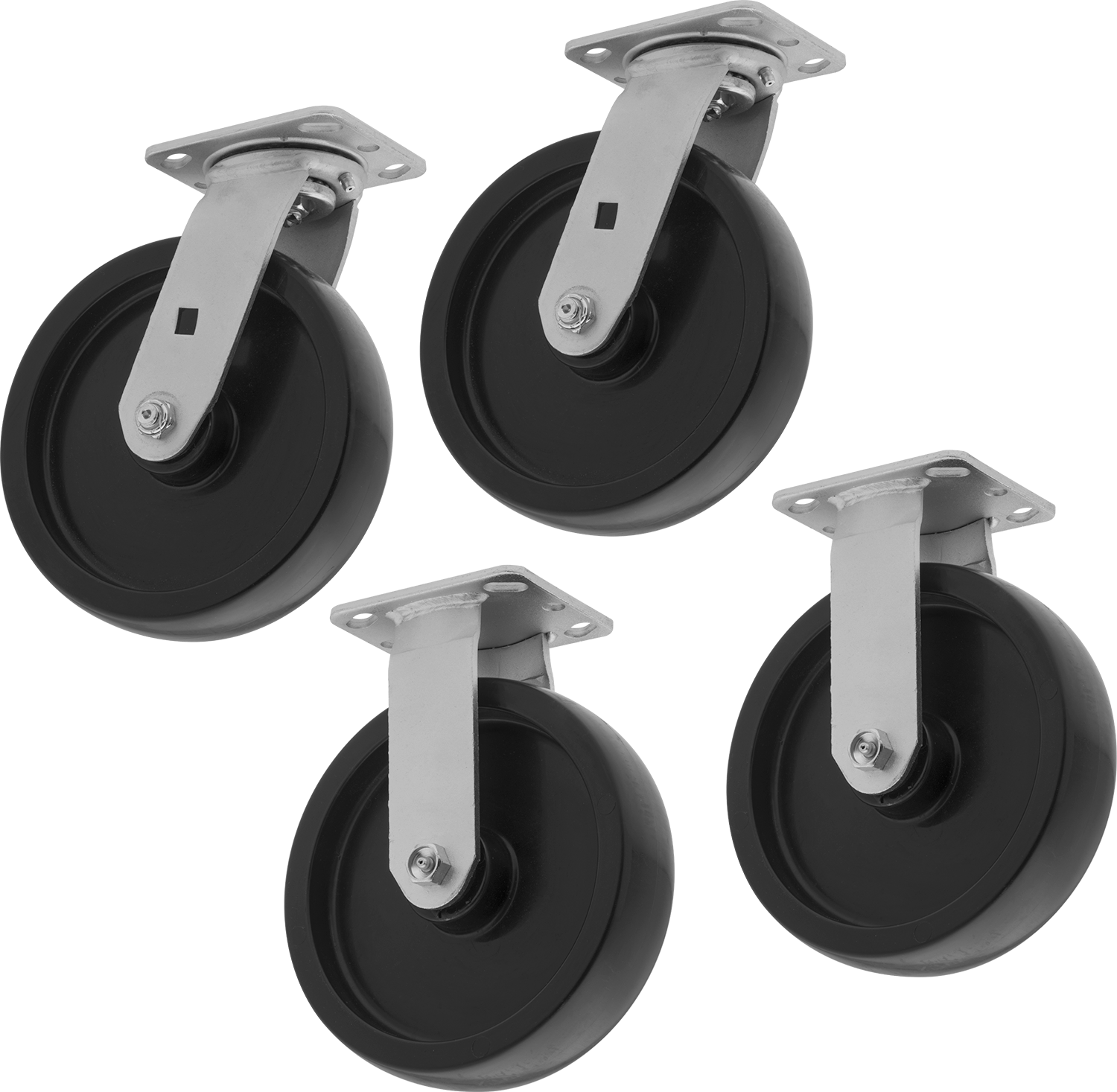 8" Çap x 2" Genişlik Polipropilen Tekerlek Tekerleği, 4'lü Set — Levha, 8", 9"