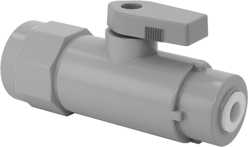 Kimyasallar için Açma/Kapama Vanası, PVC, Adaptör, 1/4" Bas-Bağlan x 1/2 NPT Dişi