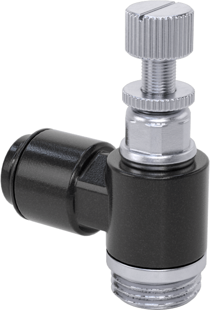 Hassas Ayarlı Dirsek Hava Akış Kontrol Vanası, Naylon, 1/4" Boru Dış Çapı x 1/8 NPT Erkek