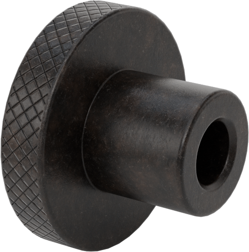Siyah Oksit Çelik Tırtıllı Tutma Düğmesi, 3/8" Çaplı Dişsiz Delikli, 1-1/2" Başlık Çapı