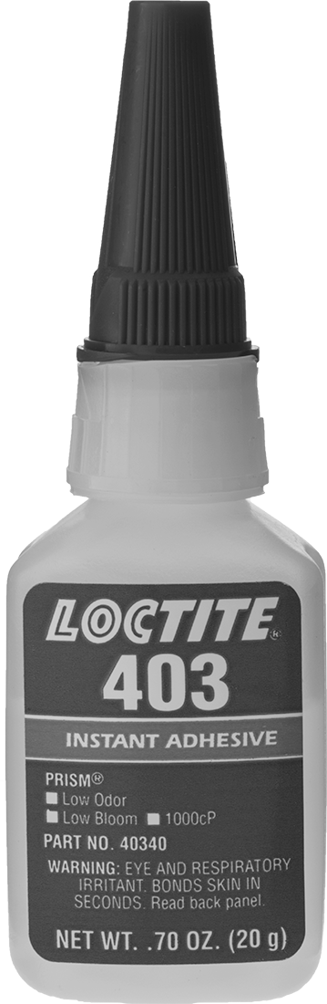 Anında Yapışan Yapıştırıcı, Düşük Koku, Loctite® 403, 0.7 FL. oz. Şişe — Şişe, Karton, Kompozit, Kumaş, Metal, Plastik, Kauçuk, Ahşap, Yo…