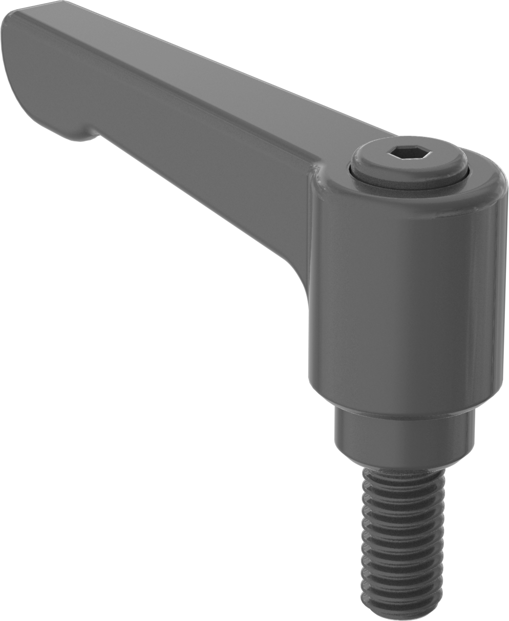 Düşük Profilli Ayarlanabilir Tutamak, 3/8"-16 Dişli 3/4" Uzunlukta Saplamalı, Siyah Naylon — 3⁄8"-16, Dişli Saplama, Ayarlanabilir