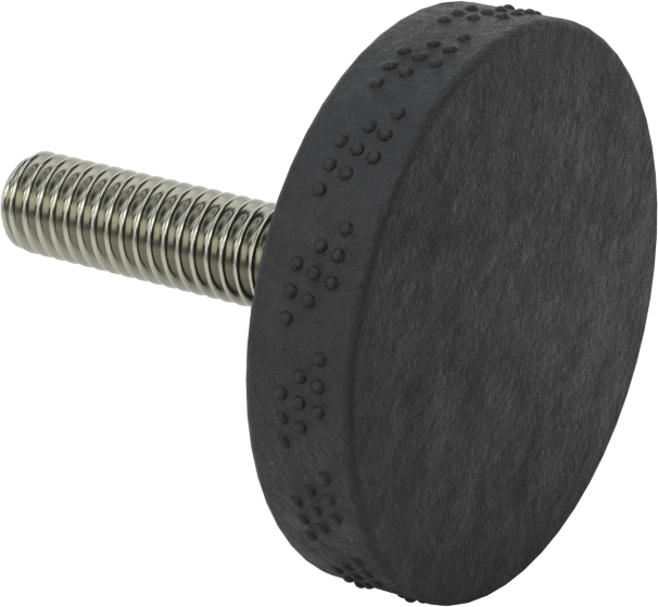 Rahat Tutuşlu Plastik Tırtıllı Düğme, 3/8"-16 Dişli 1-1/2" Uzunlukta Saplamalı, 2" Baş Çapı — 3⁄8"-16, 1 1⁄2", Tırtıllı Başlık