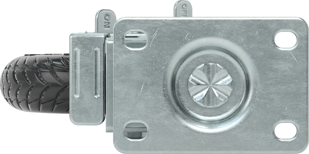 3-3/4" x 2-5/8" Montaj Plakalı Tekerlek, Frenli Döner Tekerlek ve 6" Çapında Siyah Pnömatik Kauçuk Tekerlek