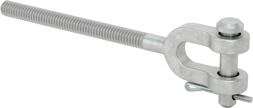 Dövme Galvanizli Çelik Gerdirme - Kaldırma Amaçlı Değildir, Çatal Uç, 1/4"-20, Sol Yönlü Diş, 4-3/8" Toplam