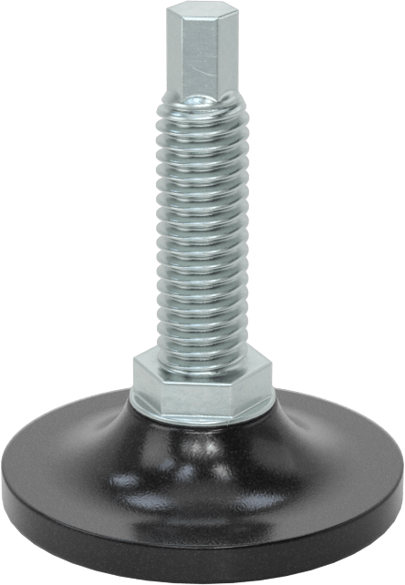 Çinko Kaplı Çelik Saplamalı Sert Tesviye Bağlantı Elemanları, Kolay Ayar, Naylon Taban, 3/8"-16 Diş Boyutu — 3⁄8"-16, 1 1⁄2", Sert