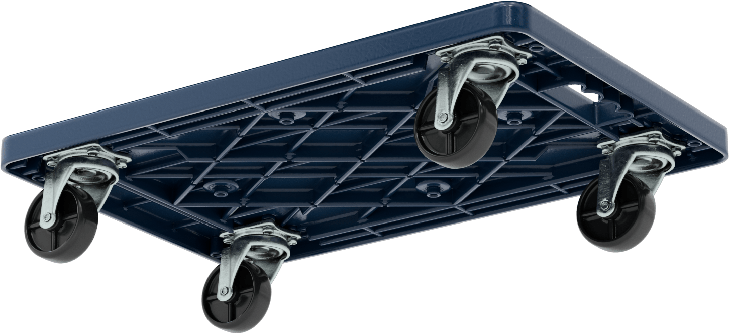 Plastik Taşıma Arabası, 220 lb. Kapasite, 24" Uzunluk x 16" Genişlik x 4-1/2" Yükseklik Katı Platform