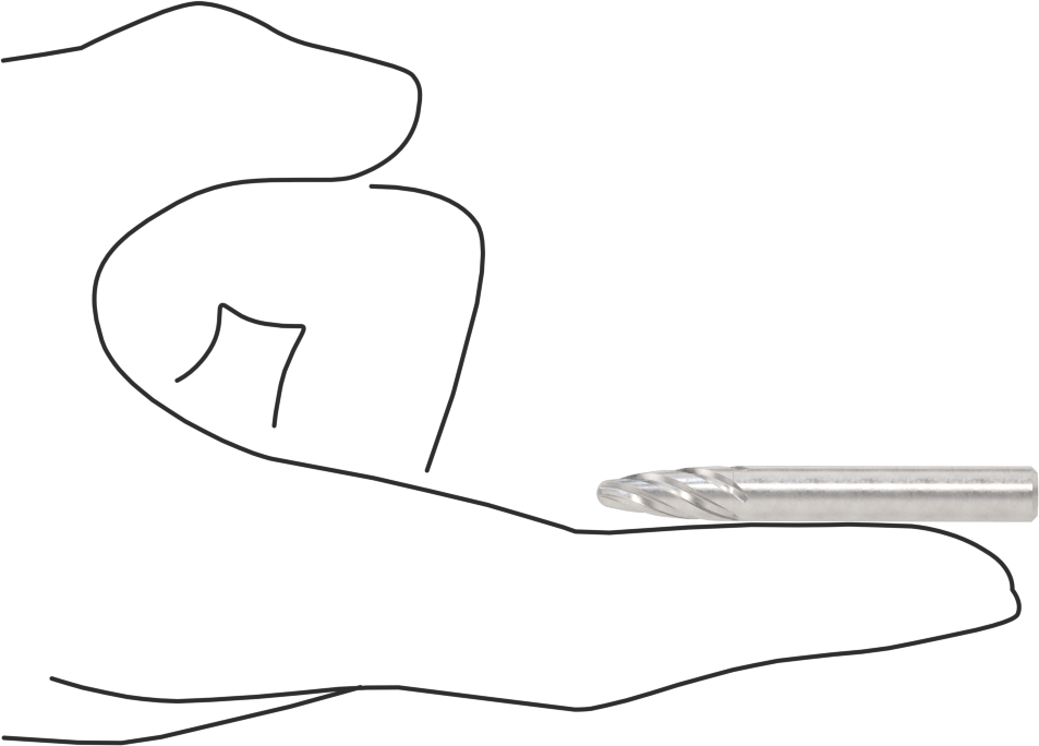 Yumuşak Metaller ve Plastikler için Karbür Frez, Yuvarlak Ağaç, 1/4" Baş Çapı