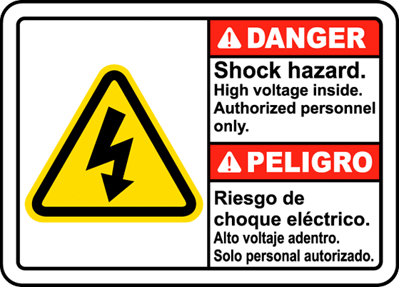 Resimli Elektrik Tehlikesi Etiketleri, İngilizce/İspanyolca, (Tehlike-Elektrik Çarpması Tehlikesi...), 3.5 inç Yükseklik — Yapışkan Arka…