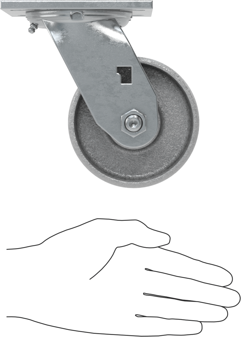 4-1/2" x 4" Plakalı Yüksek Kapasiteli Spartan Tekerlek, 4" Çaplı Korumalı Rulmanlı Metal Tekerlekli Döner