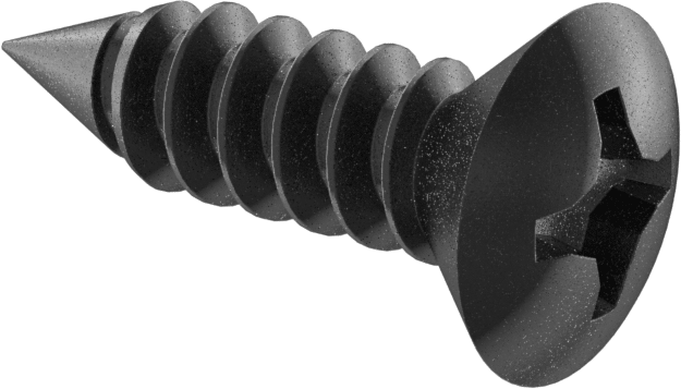 Sac Metal için Oval Başlı Vidalar, Siyah Oksit Çelik, 12 Numaralı Boyut, 3/4" Uzunluk, 0.412 inç Baş Çapı