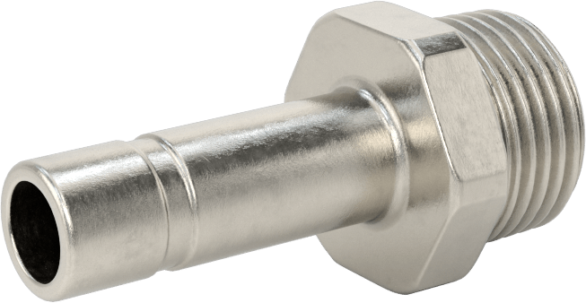 Gıda ve İçecek için Paslanmaz Çelik Bas-Bağlan Bağlantı Parçası, Düz Adaptör 3/8" Boru Gövde Dış Çapı x 3/8 NPT Erkek — Düz, 316 Paslanma…