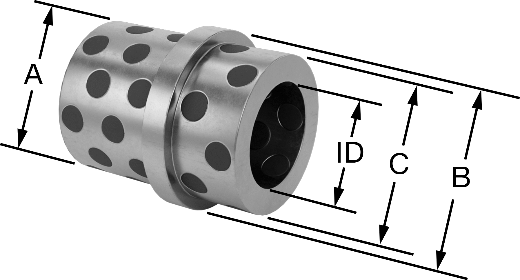 Kendinden Yağlamalı Ejektör Pimi Burcu, 20 mm İç Çap, 28 mm Dış Çap, 37 mm Uzunluk