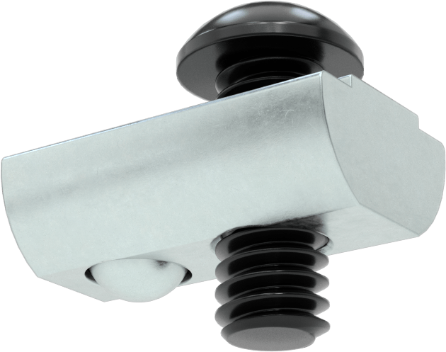 T-Yuvalı Çerçeve Bağlantı Elemanları, Kendinden Hizalamalı Somun ve Vida, 5/8" Diş Uzunluğu, 1.5 inç ve 40 mm Ray