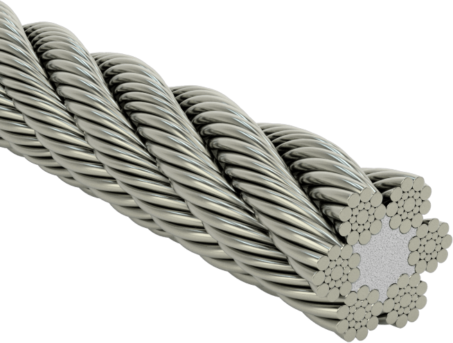 Ekstra Esnek Çelik Halat, 6 x 19 Fiber Çekirdek, 3/16" Çap