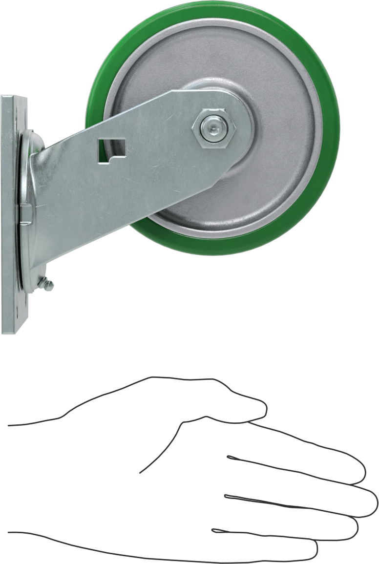 4-1/2" x 4" Plakalı Yüksek Kapasiteli Spartan Tekerlek, 5 inç Çapında x 1-1/2 inç Açık Rulmanlı Poliüretan Tekerlekli Döner Tekerlek