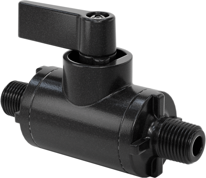 Siyah Naylon Açma/Kapama Vanası, Kompakt, 1/8 NPT Erkek x 1/8 NPT Erkek, 1.5 Cv