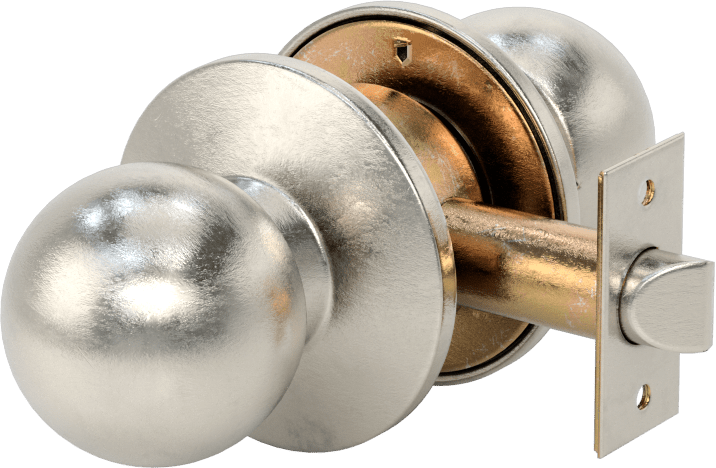 Assa Abloy (Yale) Ağır Hizmet Tipi Topuzlu Kilit Seti, 2-3/4" Boğaz Mesafesi, Mat Paslanmaz Çelik, Kilitlenmeyen